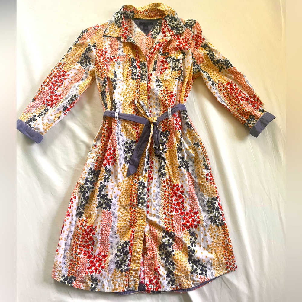 Tommy Hilfiger Floral Button-Up Dress with Belt